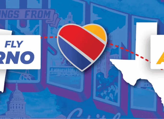 RNO to AUS Route Graphic