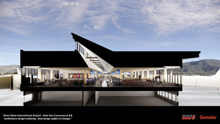 Rendering of concourse showing the larger hold rooms and circulation path