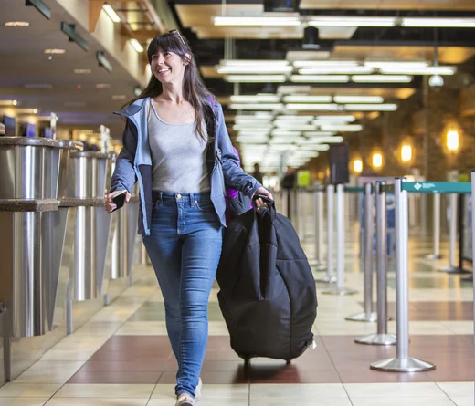 walking through airport