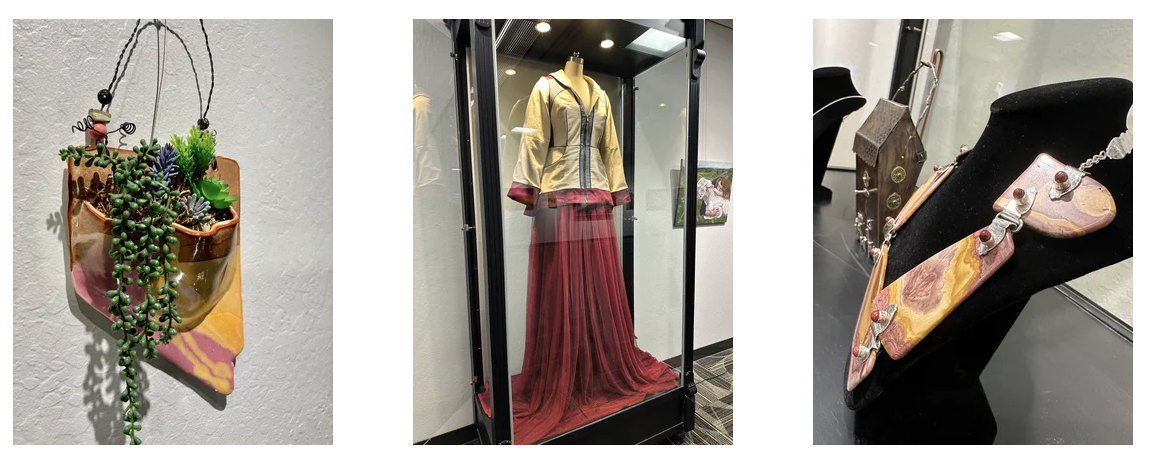 Three examples of art currently on display in the depARTures Gallery