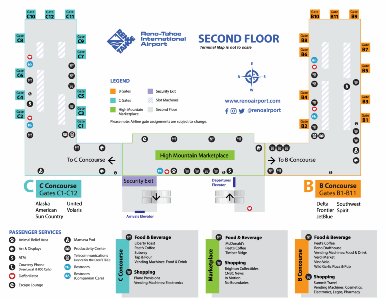 RNO second floor terminal map