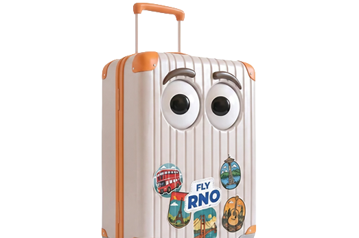 Ai generated image of suitcase with happy expression