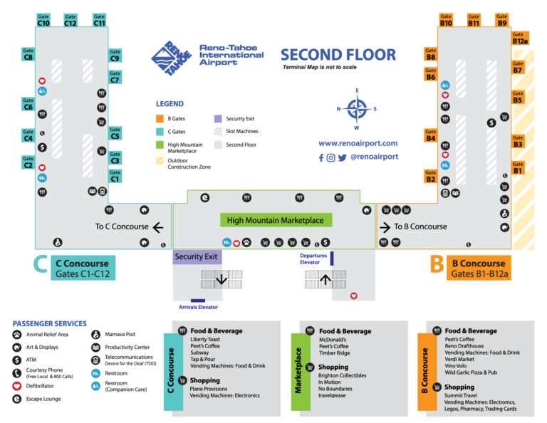 RNO second floor terminal map