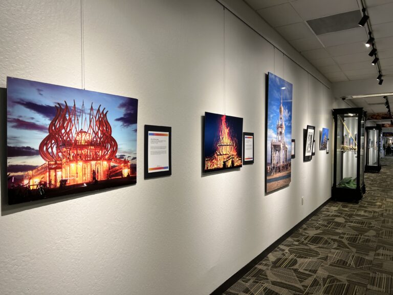 Photography on wall containing temple statues